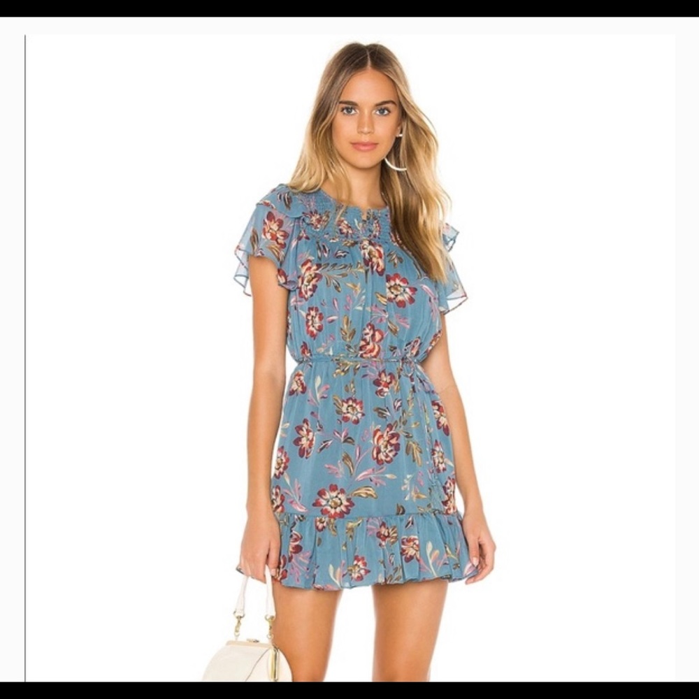Revolve’s Tularosa Lara Dress in Dusty Blue Floral in a size medium